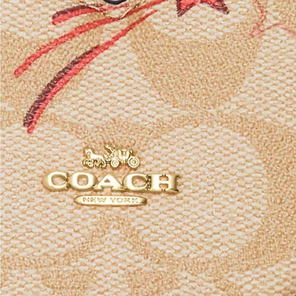 NWT Coach Heart Pouch Bag Charm In Signature Canvas With Heart And Star Print - Picture 3 of 11